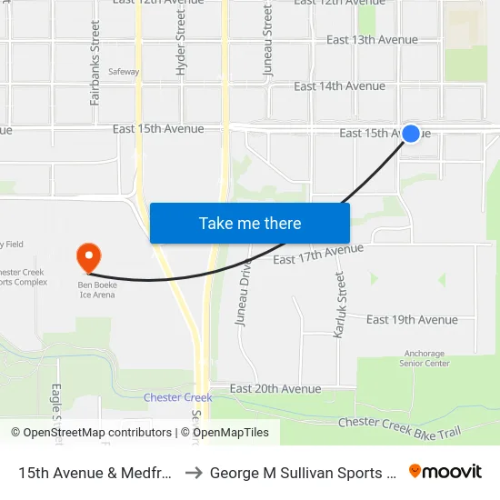 15th Avenue & Medfra Ese to George M Sullivan Sports Arena map