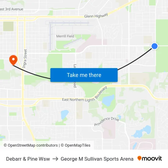 Debarr & Pine Wsw to George M Sullivan Sports Arena map