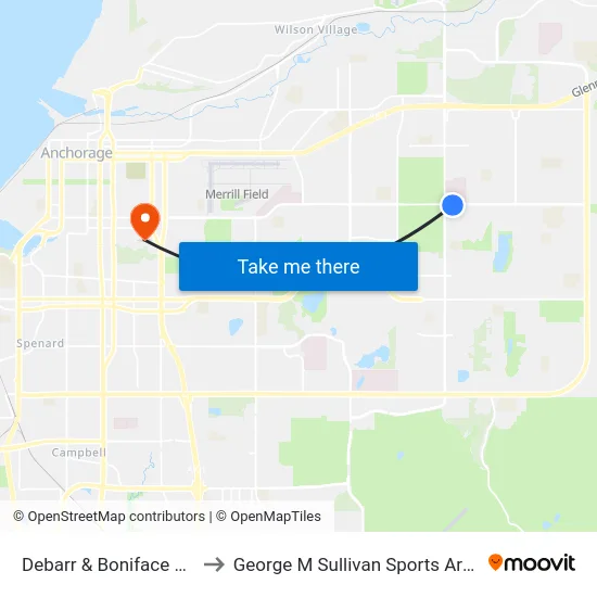 Debarr & Boniface Ese to George M Sullivan Sports Arena map