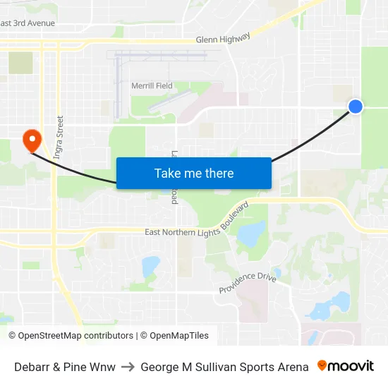 Debarr & Pine Wnw to George M Sullivan Sports Arena map