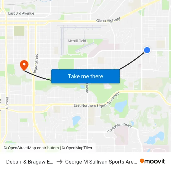 Debarr & Bragaw Ene to George M Sullivan Sports Arena map