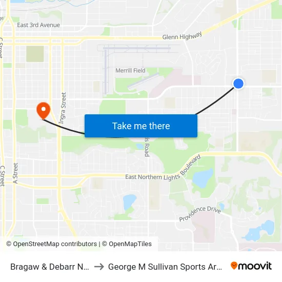 Bragaw & Debarr Nne to George M Sullivan Sports Arena map
