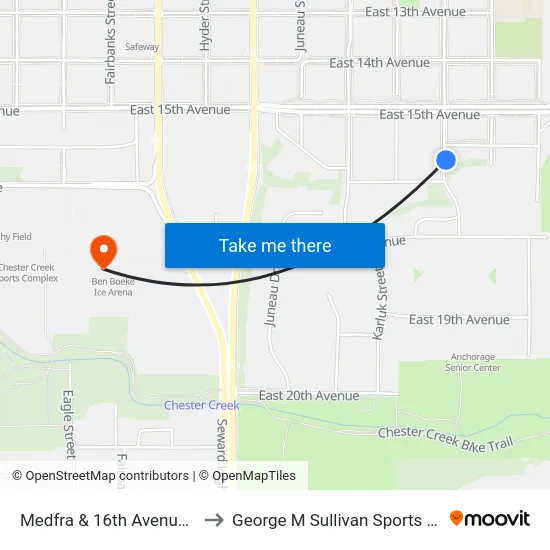 Medfra & 16th Avenue Nne to George M Sullivan Sports Arena map
