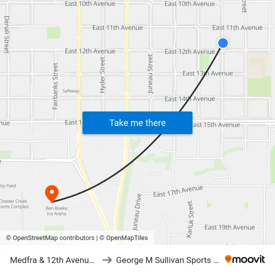 Medfra & 12th Avenue Nne to George M Sullivan Sports Arena map
