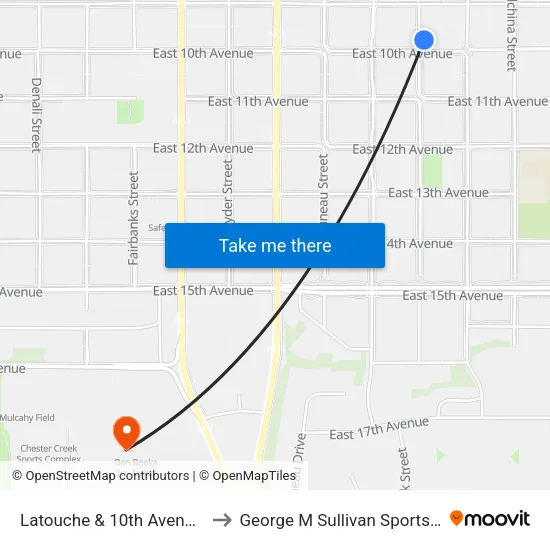 Latouche & 10th Avenue Nne to George M Sullivan Sports Arena map