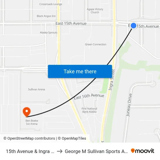 15th Avenue & Ingra Ese to George M Sullivan Sports Arena map