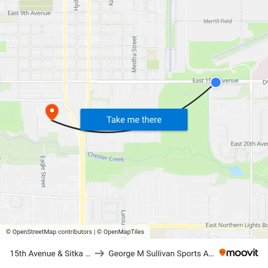 15th Avenue & Sitka Ese to George M Sullivan Sports Arena map