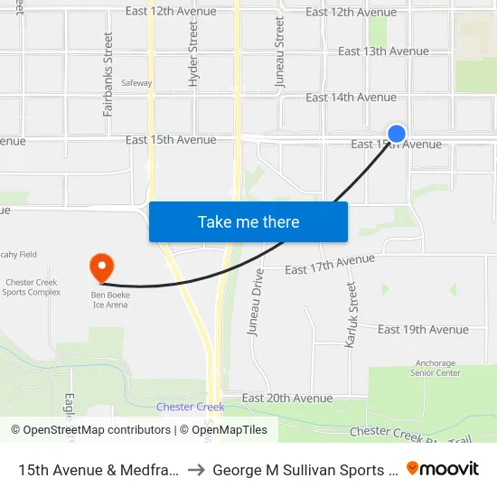 15th Avenue & Medfra Wnw to George M Sullivan Sports Arena map