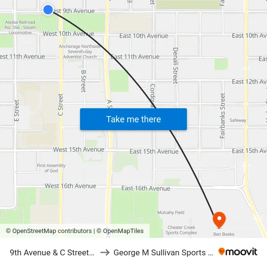 9th Avenue & C Street Wnw to George M Sullivan Sports Arena map