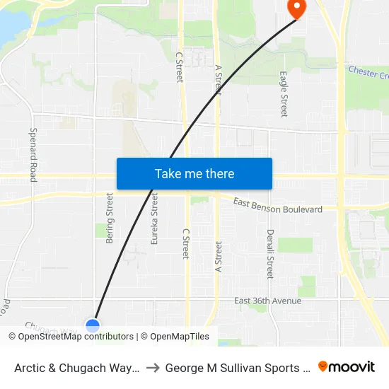Arctic & Chugach Way Nnw to George M Sullivan Sports Arena map