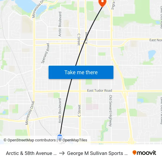 Arctic & 58th Avenue Ssw to George M Sullivan Sports Arena map