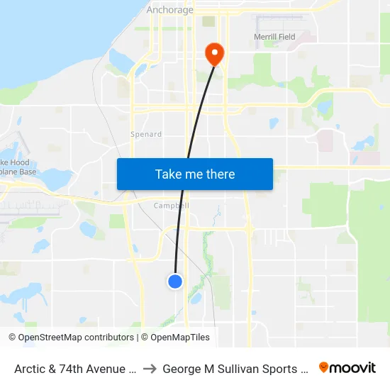 Arctic & 74th Avenue Nnw to George M Sullivan Sports Arena map