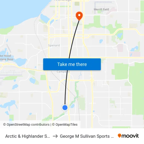 Arctic & Highlander S Nne to George M Sullivan Sports Arena map