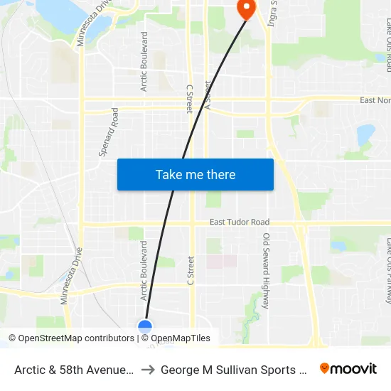 Arctic & 58th Avenue Sse to George M Sullivan Sports Arena map
