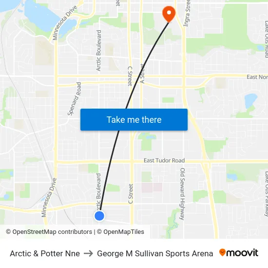 Arctic & Potter Nne to George M Sullivan Sports Arena map