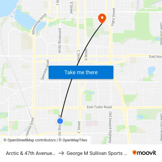 Arctic & 47th Avenue Sse to George M Sullivan Sports Arena map