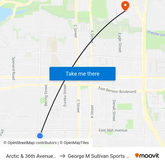 Arctic & 36th Avenue Sse to George M Sullivan Sports Arena map
