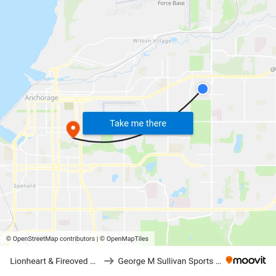 Lionheart & Fireoved Dr Ese to George M Sullivan Sports Arena map