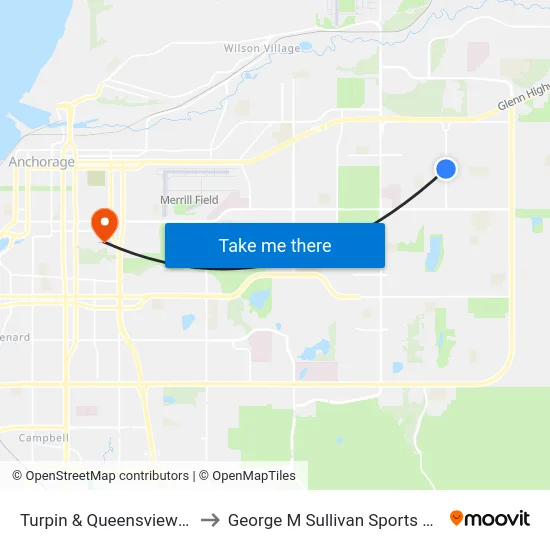 Turpin & Queensview Nne to George M Sullivan Sports Arena map