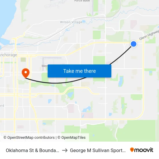 Oklahoma St & Boundary Ssw to George M Sullivan Sports Arena map