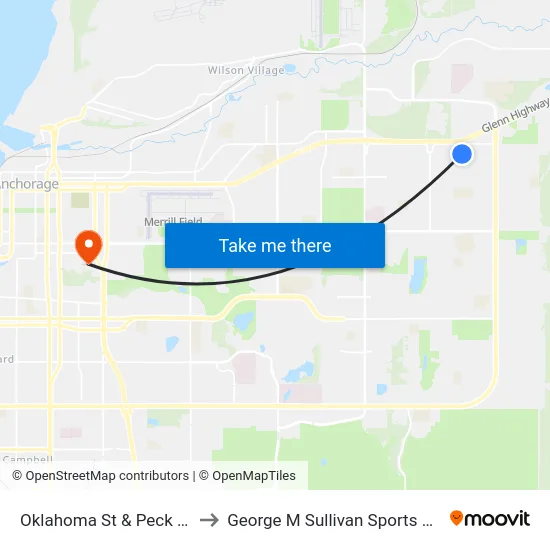 Oklahoma St & Peck Nnw to George M Sullivan Sports Arena map