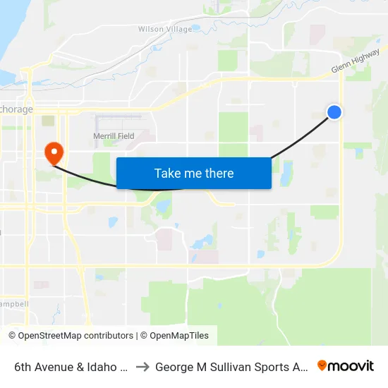 6th Avenue & Idaho Ese to George M Sullivan Sports Arena map