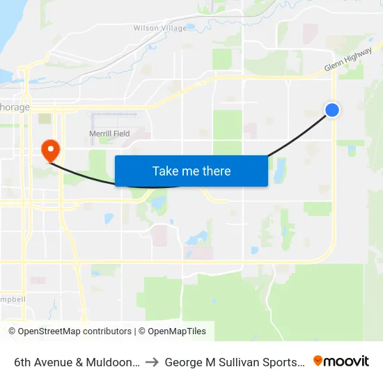 6th Avenue & Muldoon Wsw to George M Sullivan Sports Arena map