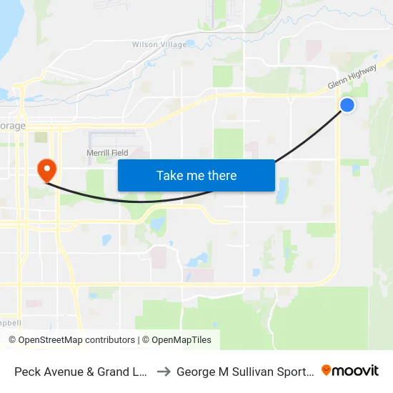 Peck Avenue & Grand Larry Ese to George M Sullivan Sports Arena map