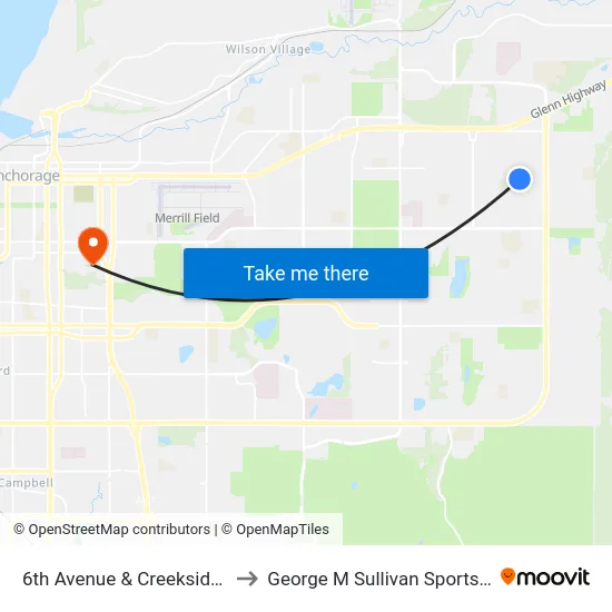 6th Avenue & Creekside Wnw to George M Sullivan Sports Arena map
