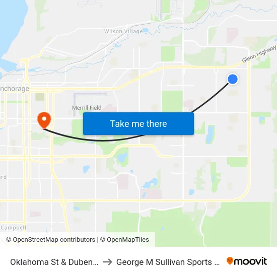 Oklahoma St & Duben Nne to George M Sullivan Sports Arena map