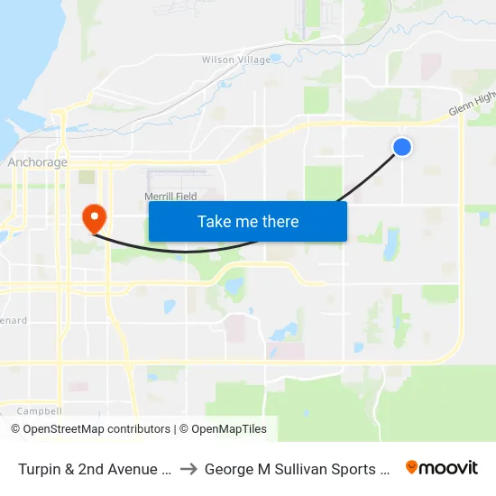 Turpin & 2nd Avenue Ssw to George M Sullivan Sports Arena map