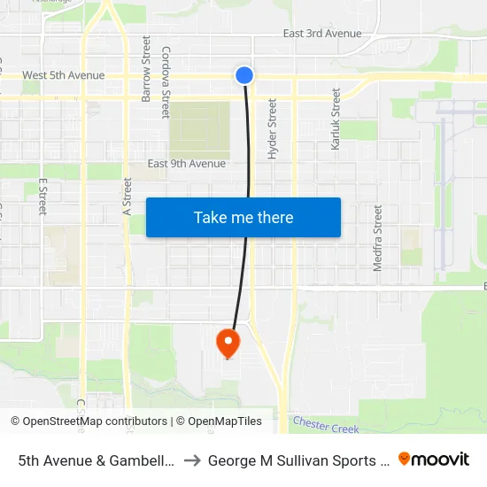 5th Avenue & Gambell Wnw to George M Sullivan Sports Arena map