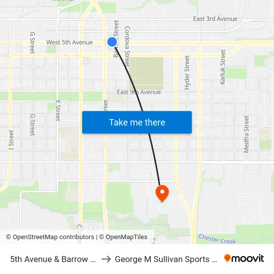 5th Avenue & Barrow Wnw to George M Sullivan Sports Arena map