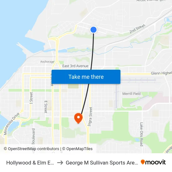 Hollywood & Elm Ene to George M Sullivan Sports Arena map
