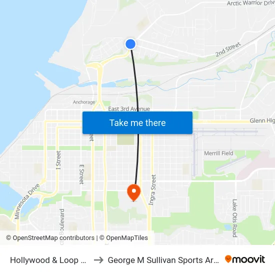 Hollywood & Loop Ene to George M Sullivan Sports Arena map