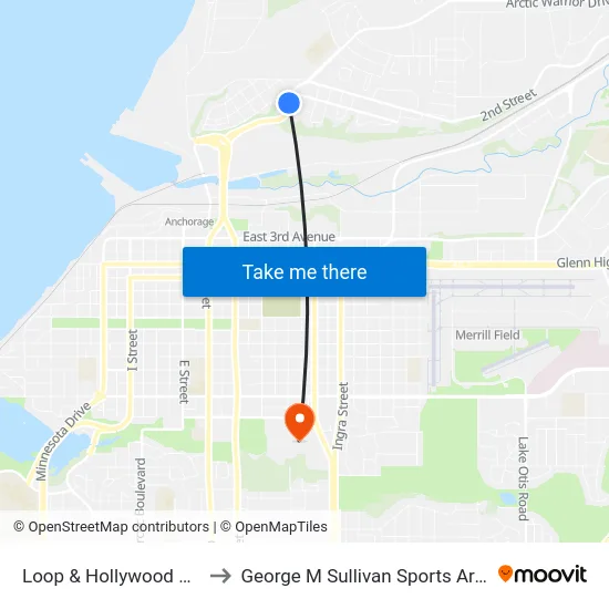 Loop & Hollywood Ssw to George M Sullivan Sports Arena map