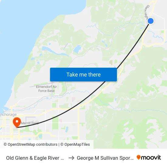 Old Glenn & Eagle River Road Ese to George M Sullivan Sports Arena map