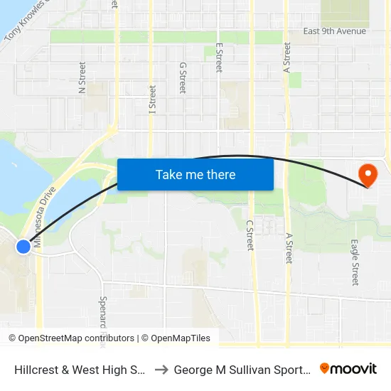 Hillcrest & West High School S to George M Sullivan Sports Arena map