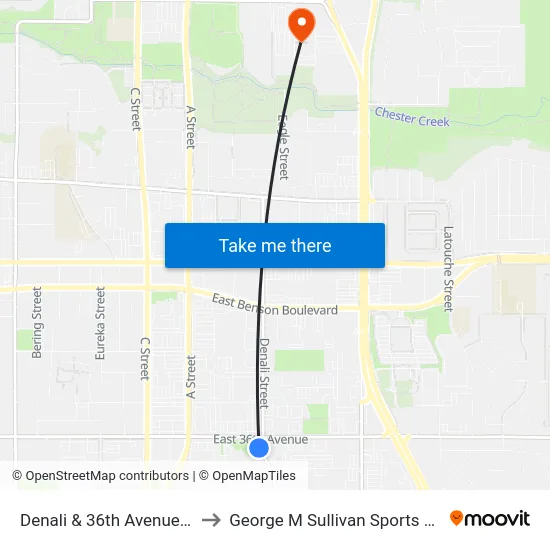 Denali & 36th Avenue Ssw to George M Sullivan Sports Arena map