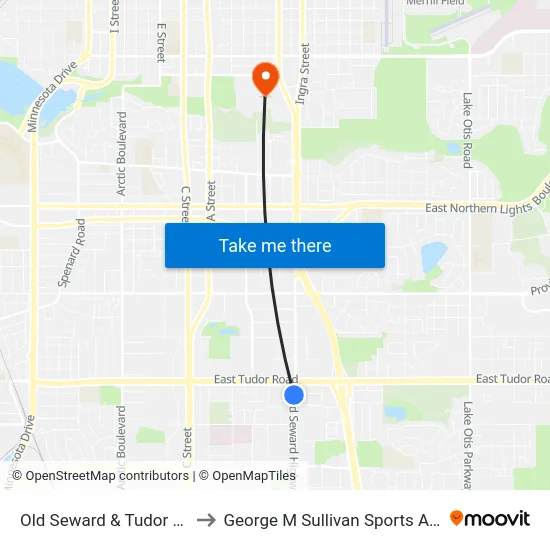 Old Seward & Tudor Ssw to George M Sullivan Sports Arena map