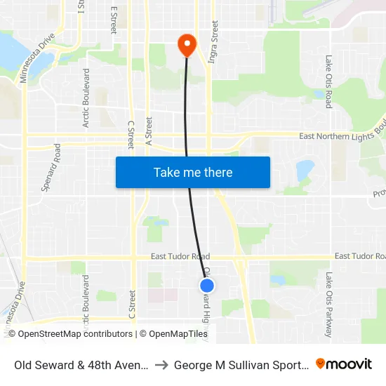 Old Seward & 48th Avenue Nnw to George M Sullivan Sports Arena map