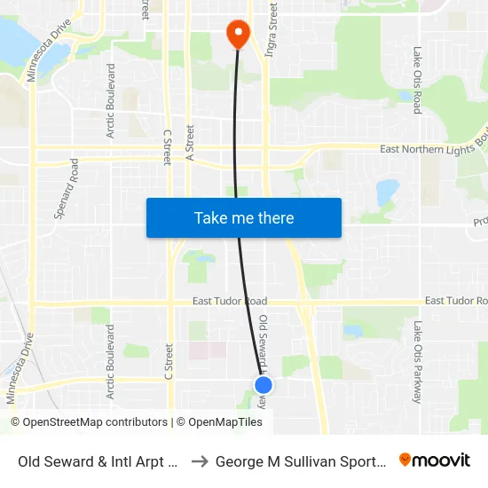Old Seward & Intl Arpt Rd Ssw to George M Sullivan Sports Arena map