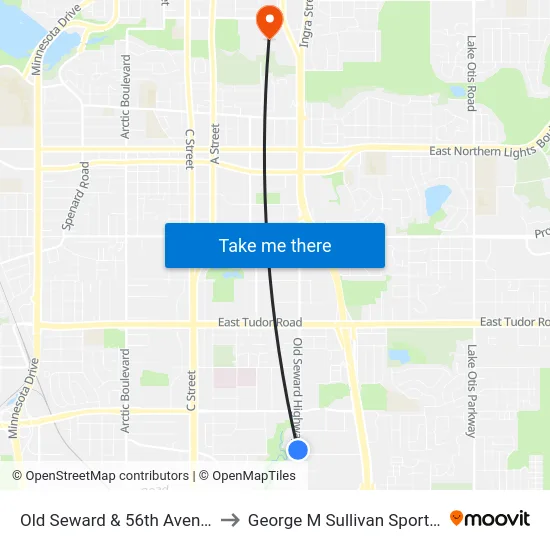 Old Seward & 56th Avenue Nnw to George M Sullivan Sports Arena map