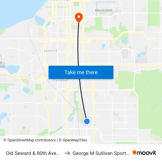 Old Seward & 80th Avenue Nne to George M Sullivan Sports Arena map