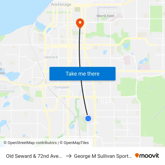 Old Seward & 72nd Avenue Sse to George M Sullivan Sports Arena map