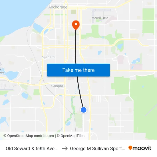 Old Seward & 69th Avenue Sse to George M Sullivan Sports Arena map