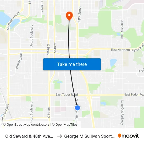 Old Seward & 48th Avenue Sse to George M Sullivan Sports Arena map