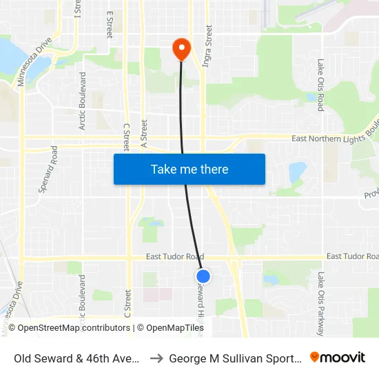 Old Seward & 46th Avenue Sse to George M Sullivan Sports Arena map