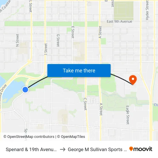 Spenard & 19th Avenue Nne to George M Sullivan Sports Arena map