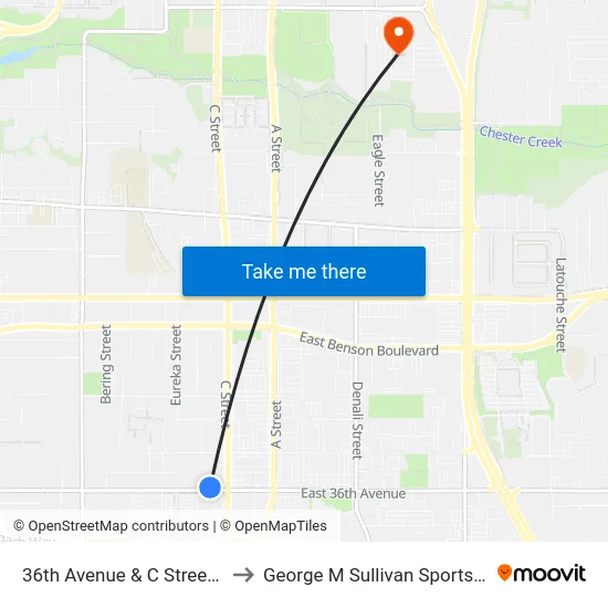 36th Avenue & C Street Wnw to George M Sullivan Sports Arena map